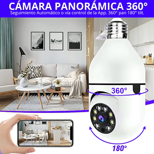 FOCO CAMARA DE SEGURIDAD 360° FULL HD VISION NOCTURNA